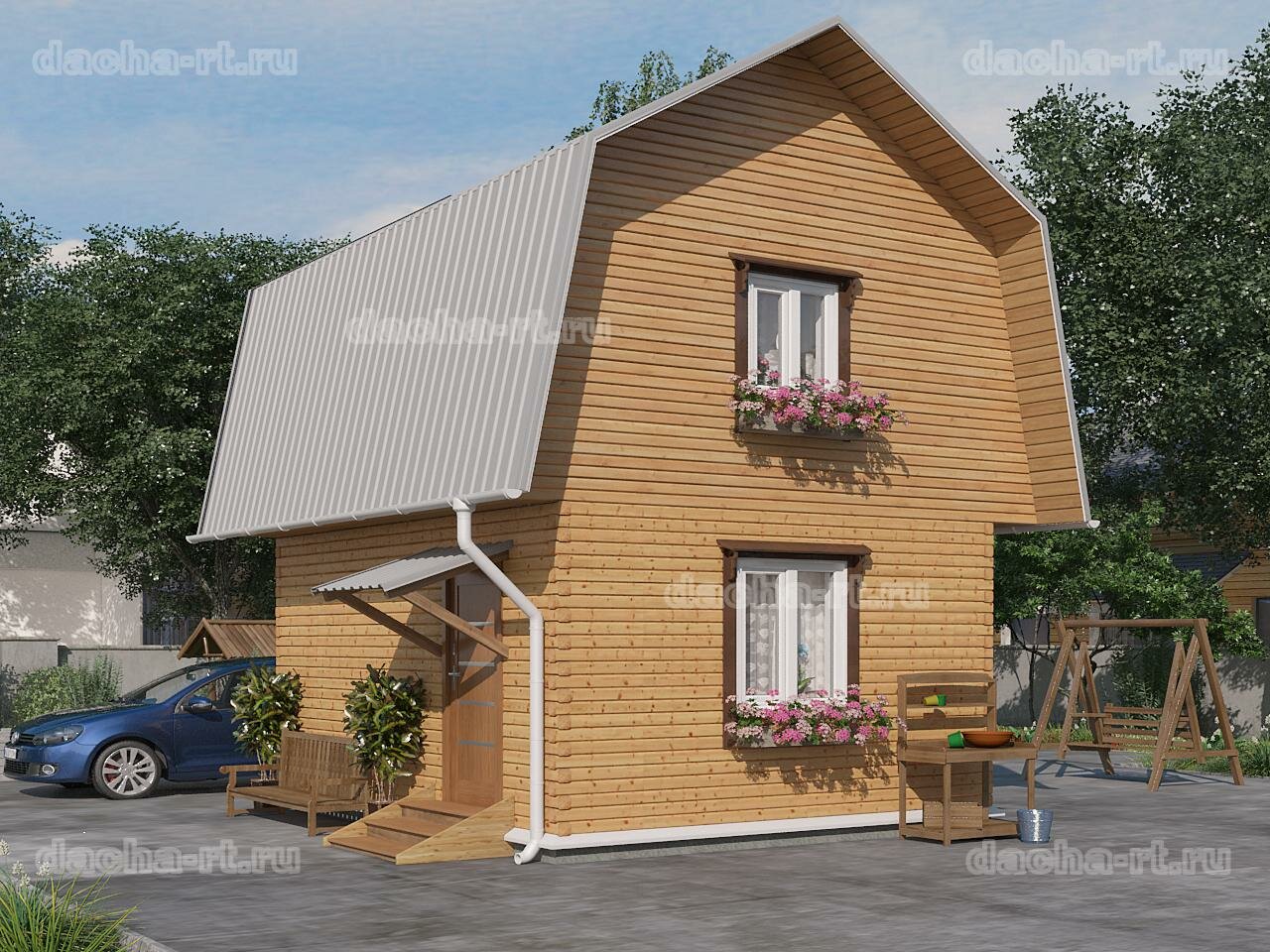 Дом из бруса с каркасной мансардной крышей 4x5(40м2) под ключ Казань